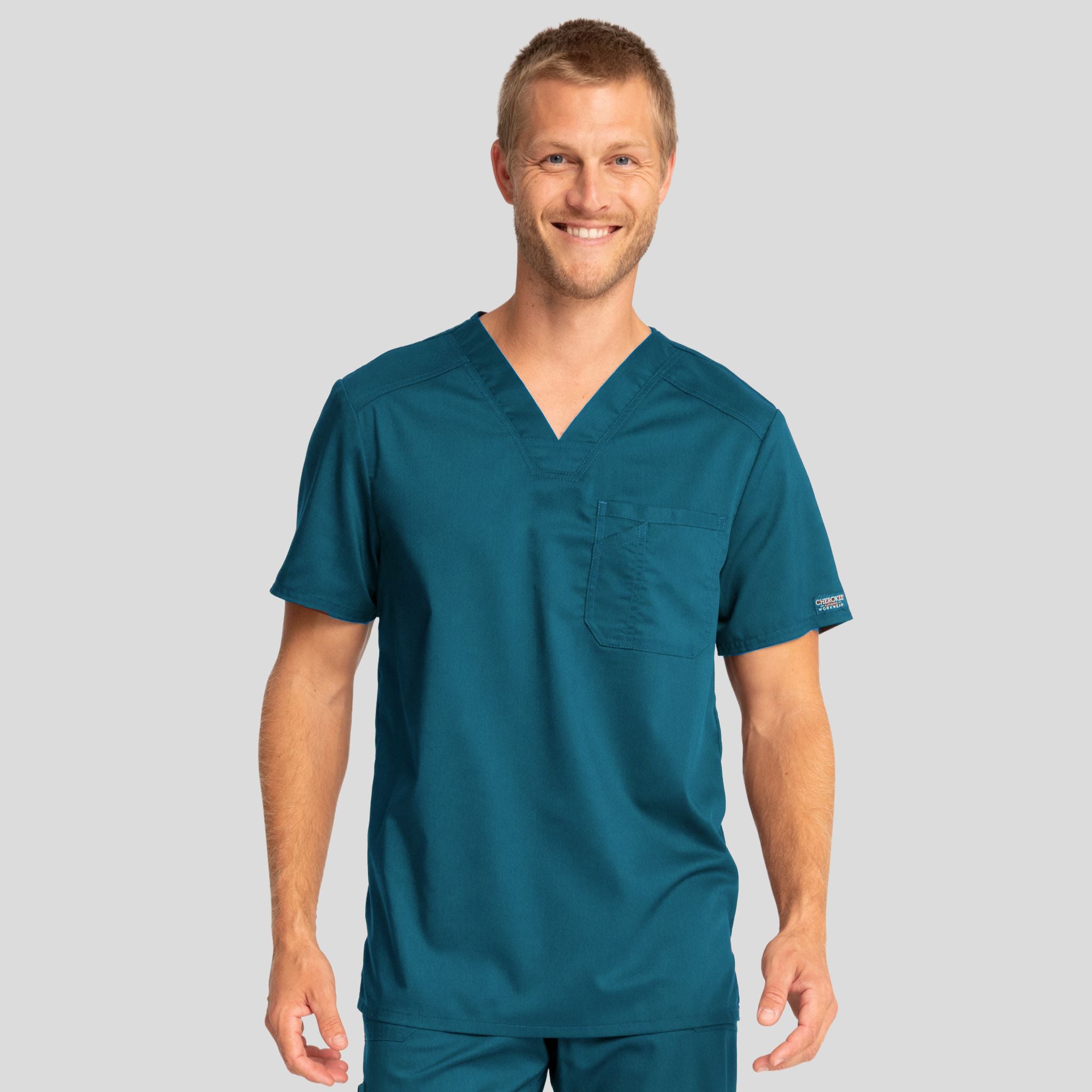 Men's V-Neck Solid Scrub Top