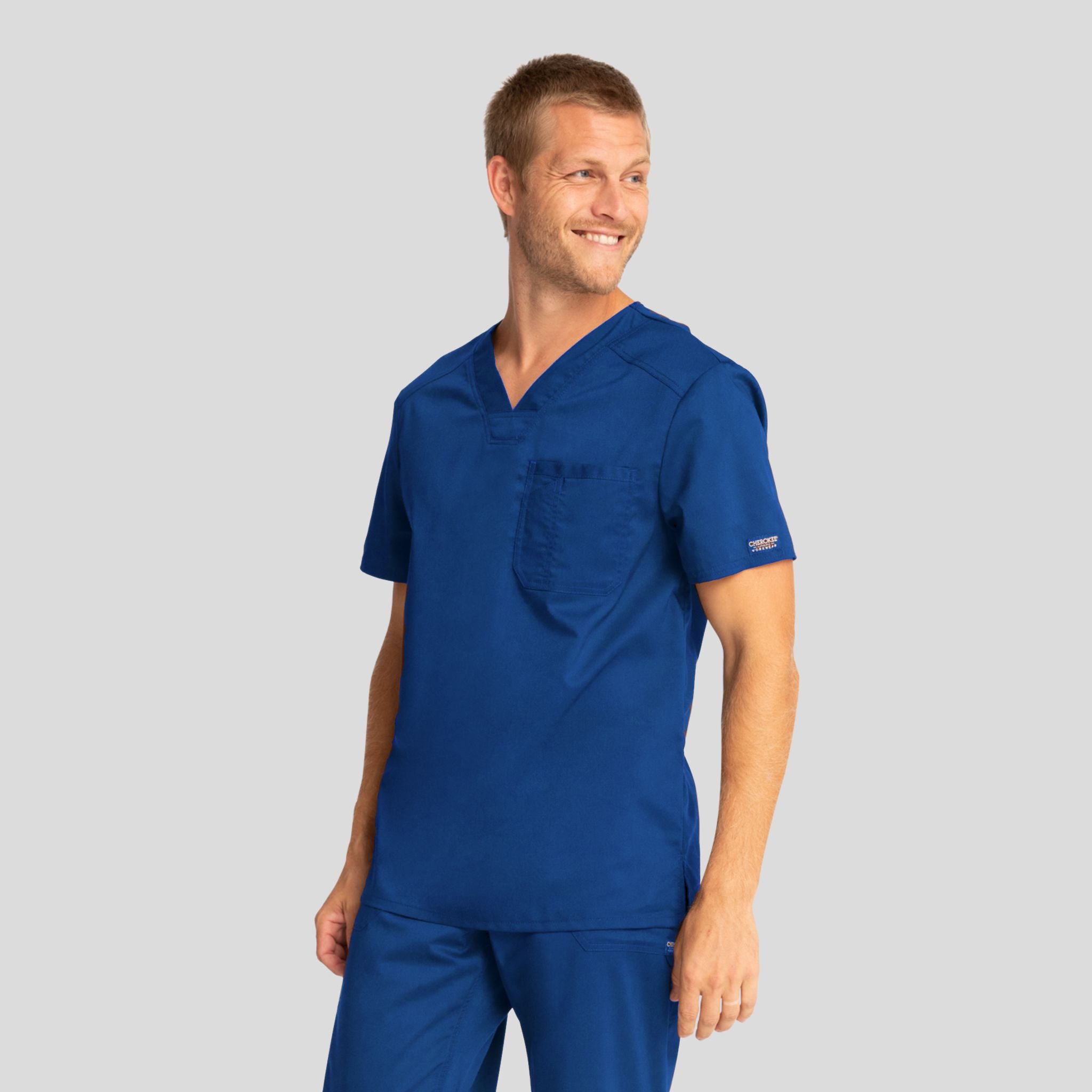 Men's V-Neck Solid Scrub Top