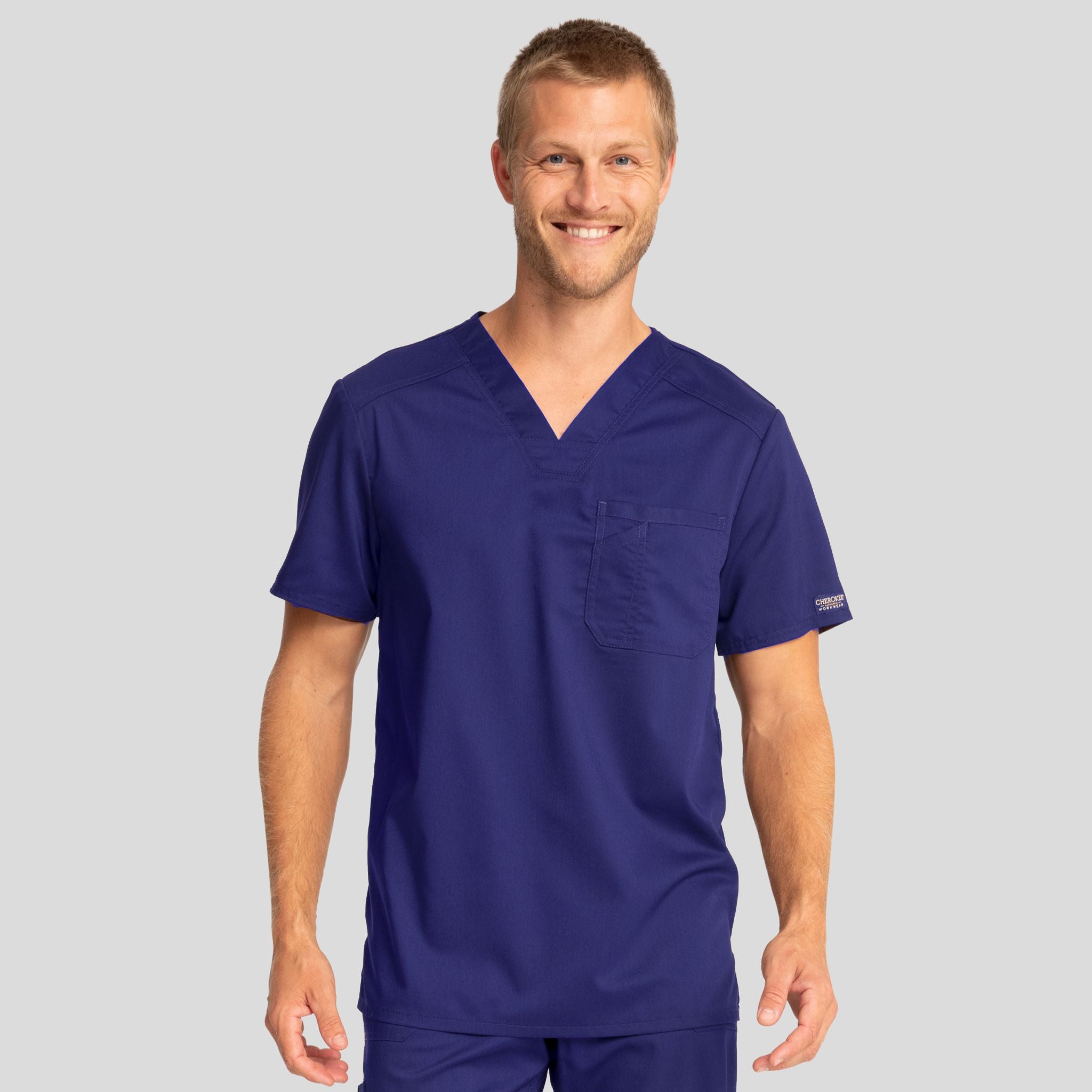 Men's V-Neck Solid Scrub Top