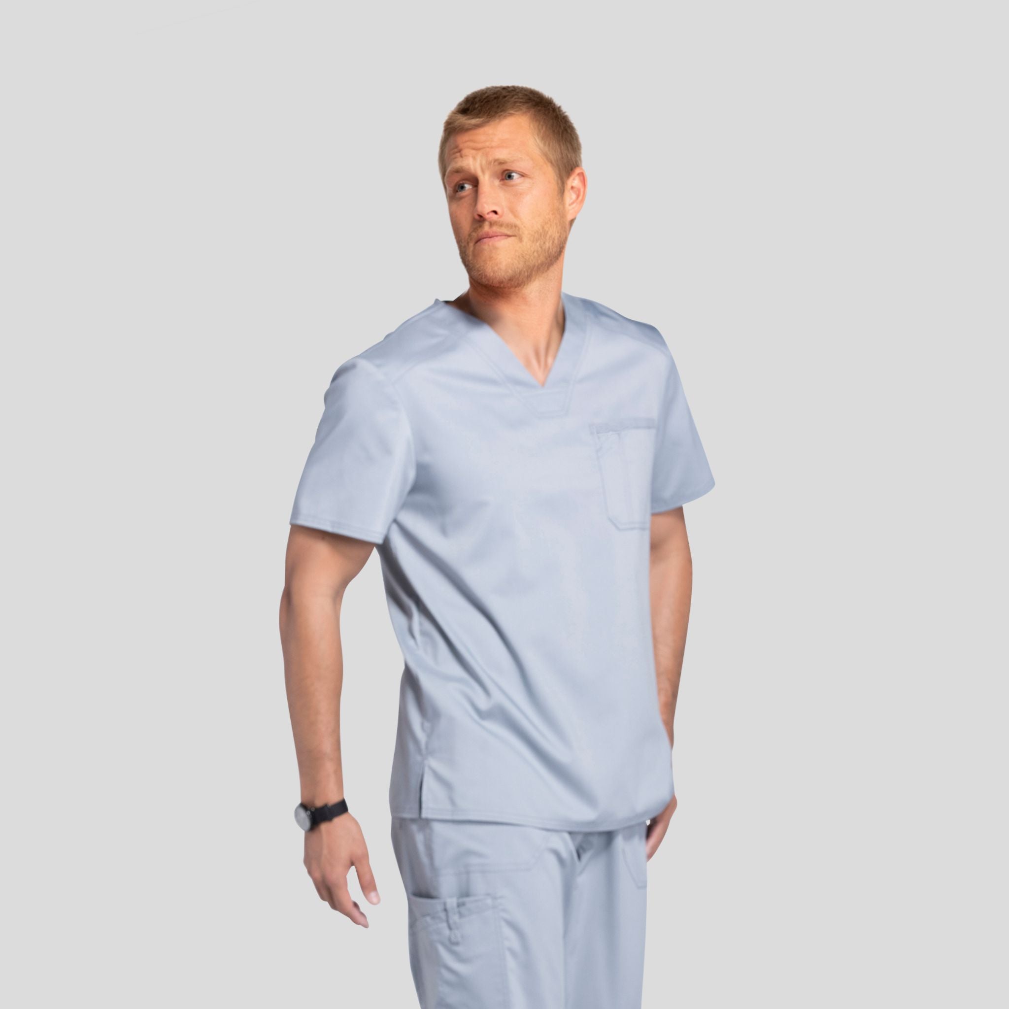 Men's V-Neck Solid Scrub Top