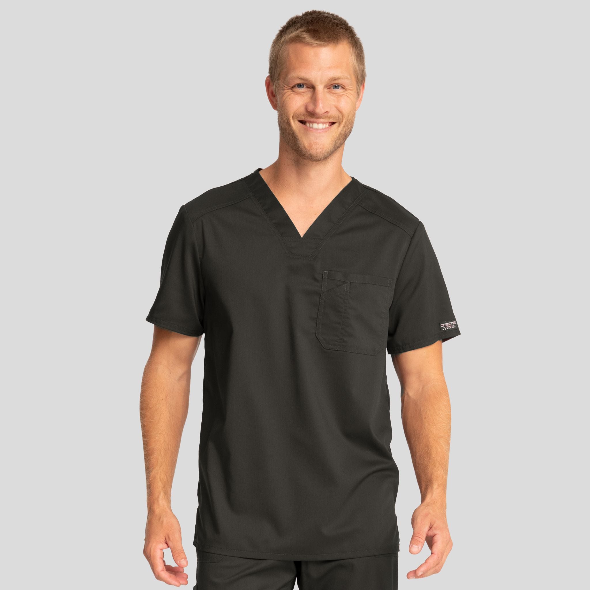 Men's V-Neck Solid Scrub Top