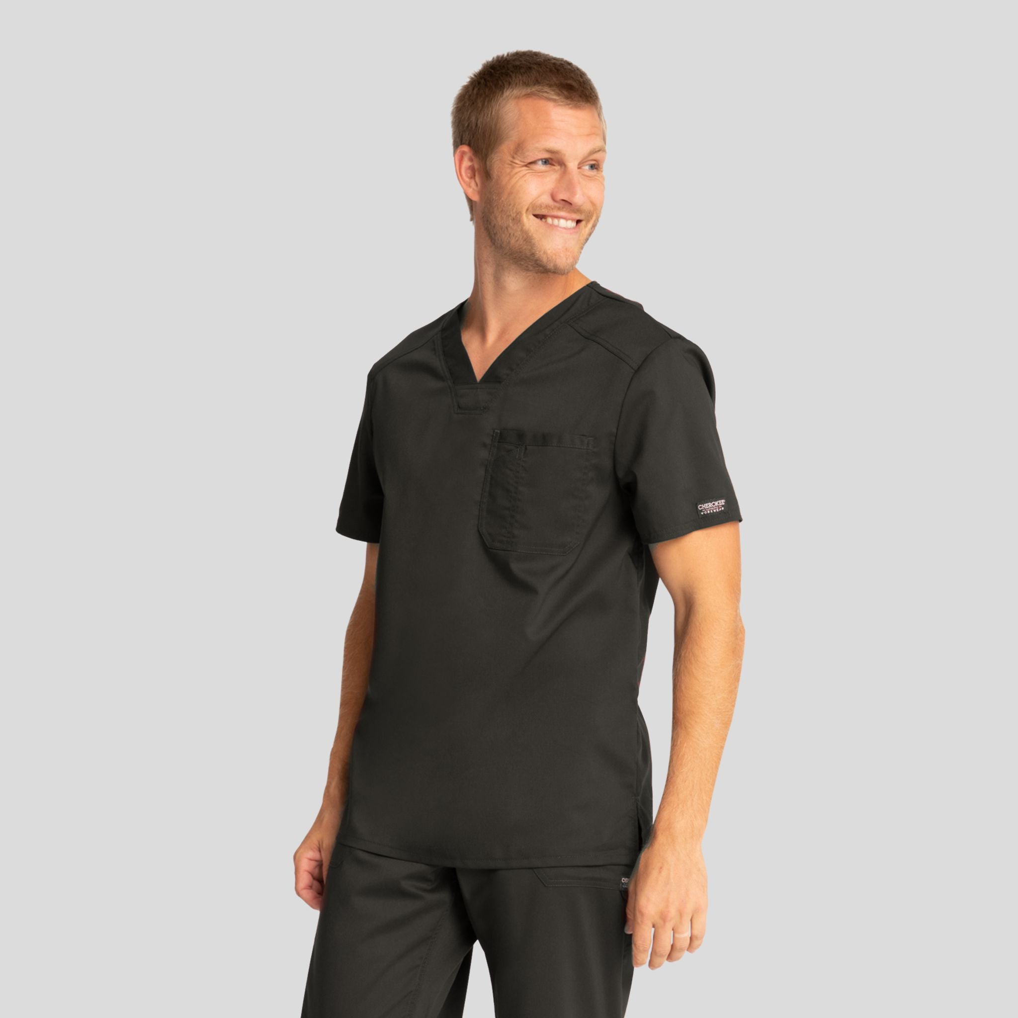 Men's V-Neck Solid Scrub Top