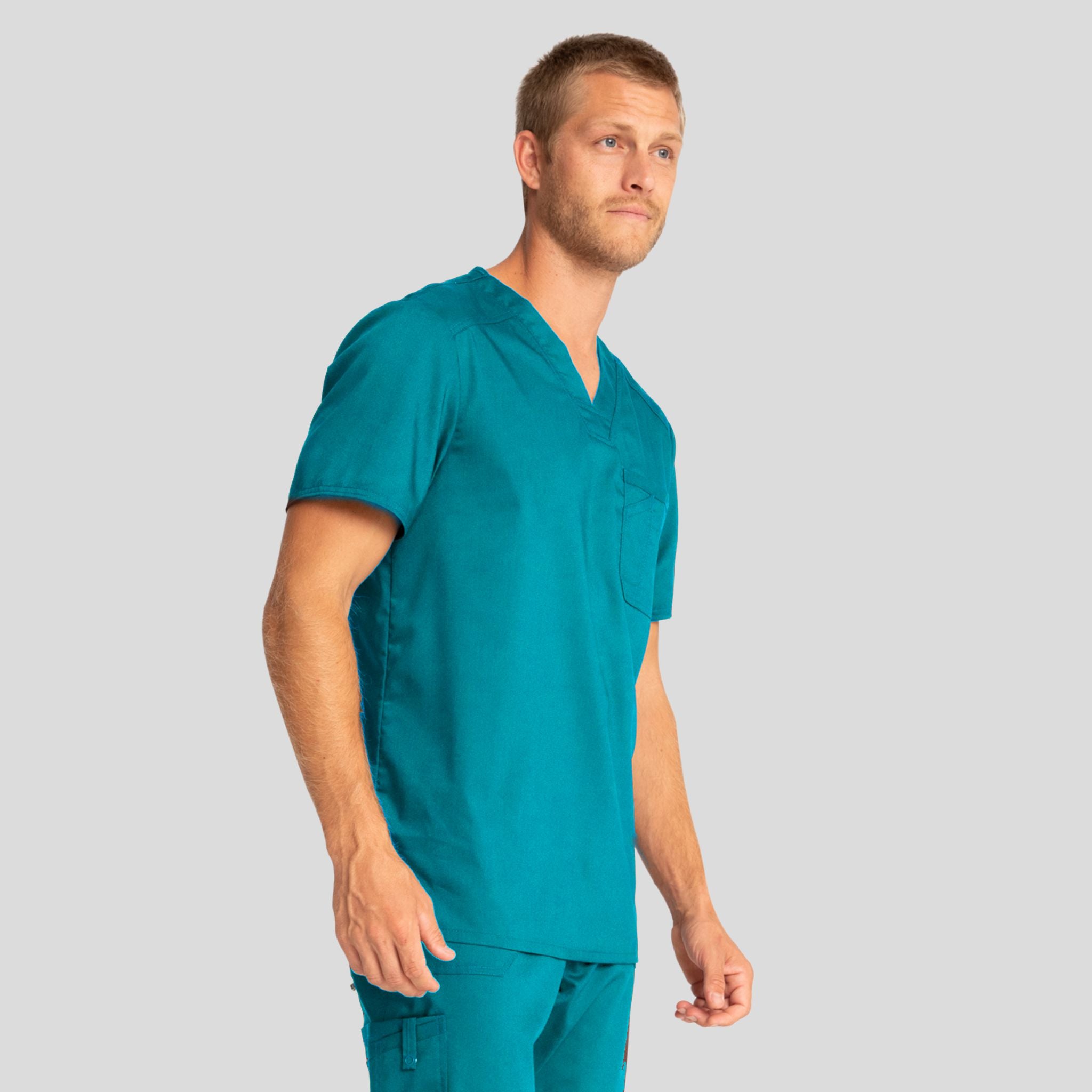 Men's V-Neck Solid Scrub Top