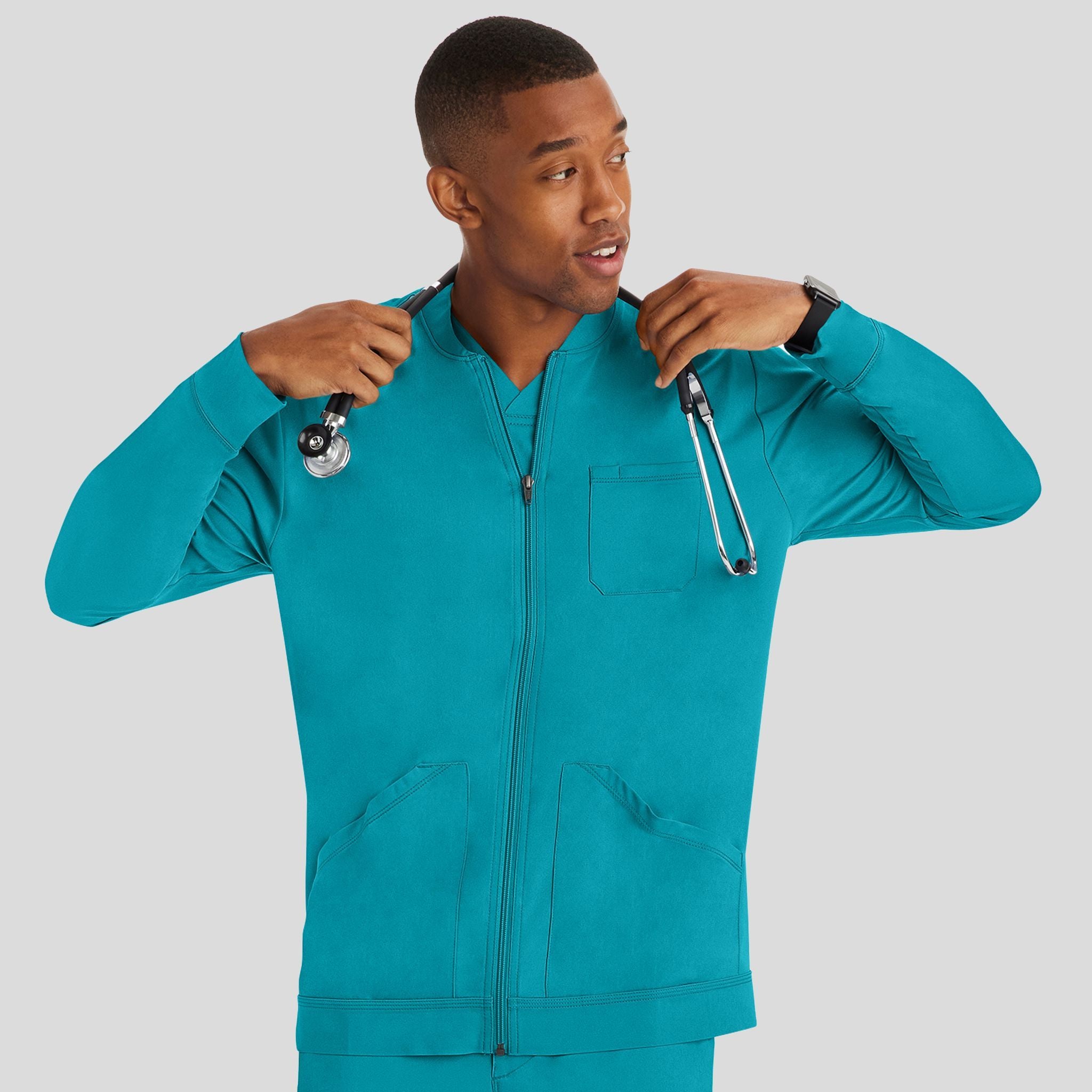 Men's Michael Zip Front Solid Scrub Jacket