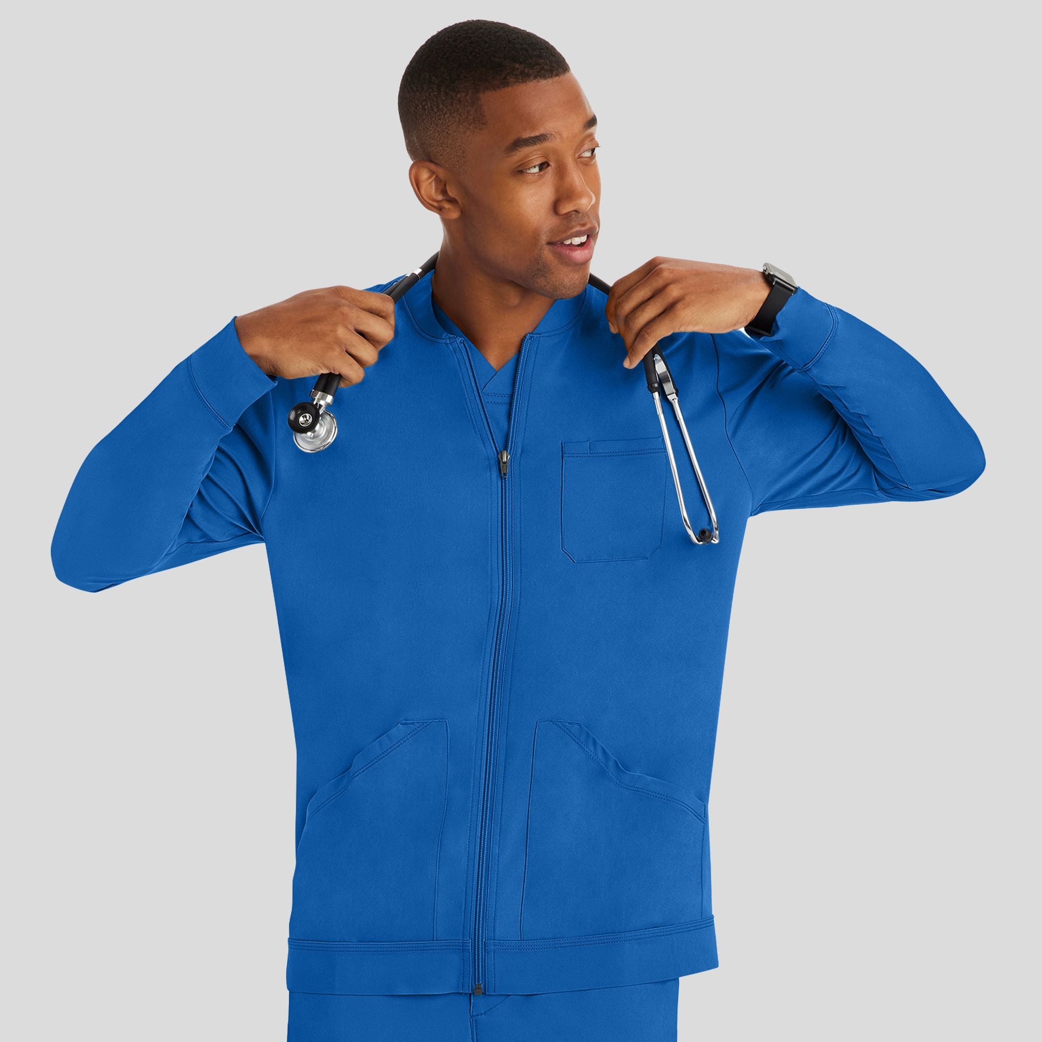 Men's Michael Zip Front Solid Scrub Jacket